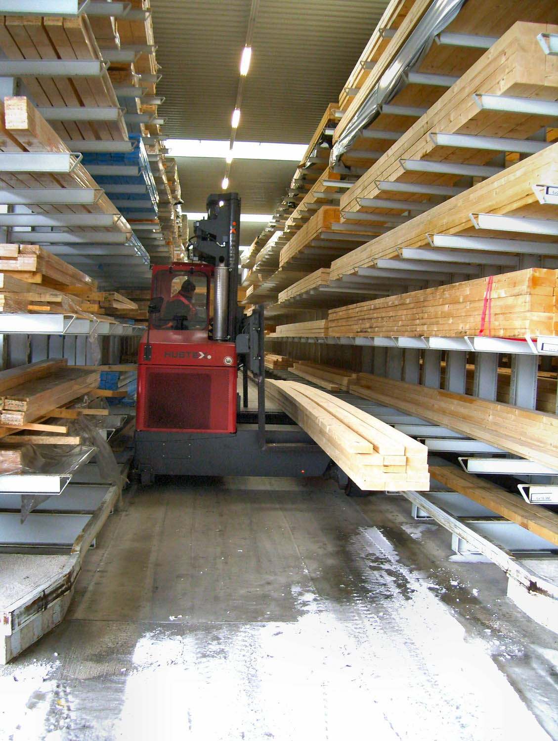 cantilever racking with forklift truck