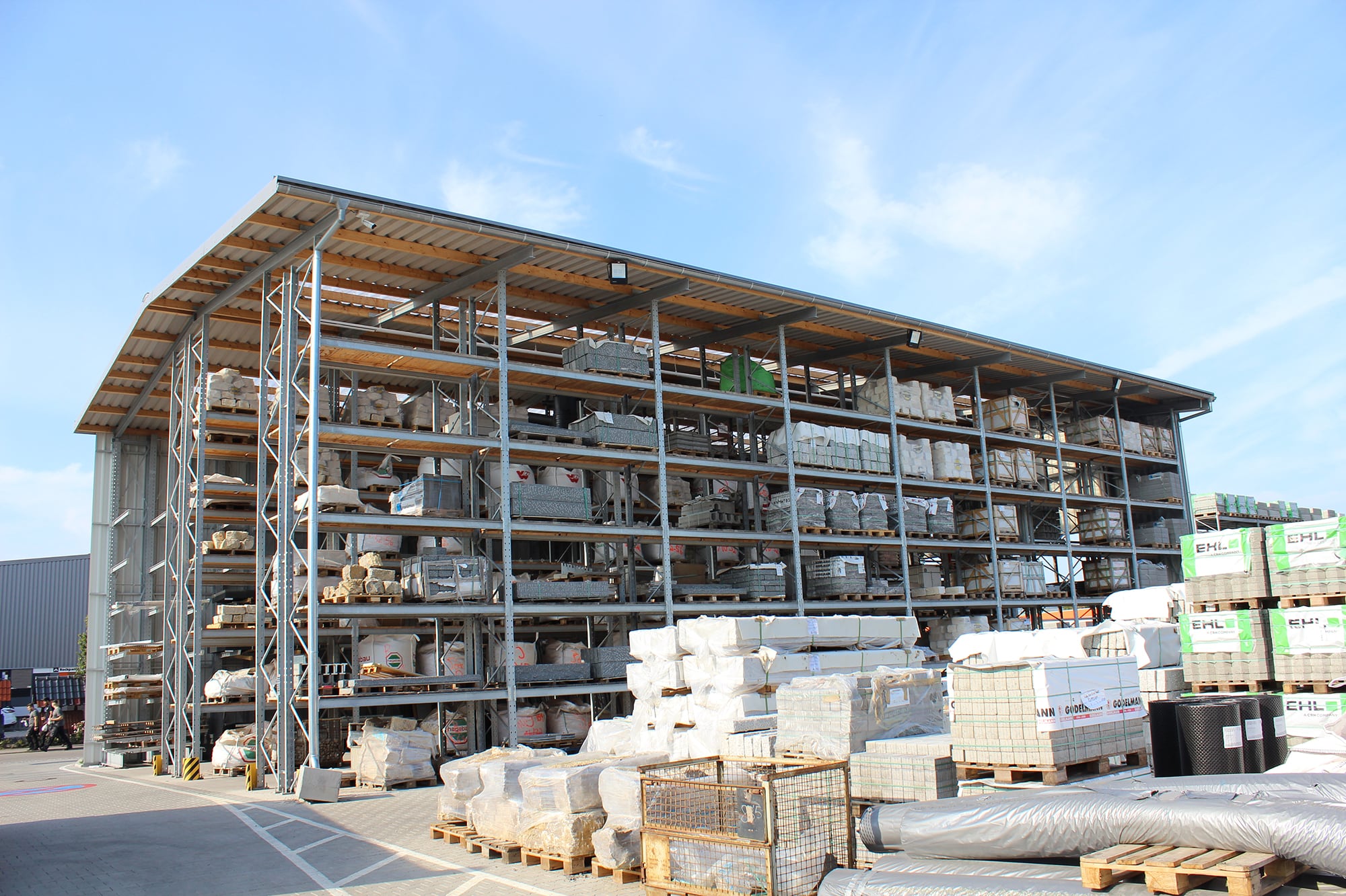 pallet racking warehouse, rack-clad building